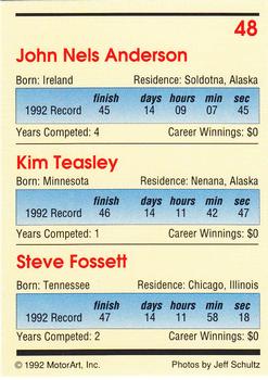 1992 MotorArt Iditarod Sled Dog Race #48 John Nels Anderson / Kim Teasley / Steve Fossett Back